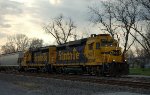 BNSF 2421 and 2402, EMD GP30s lead an eastbound 